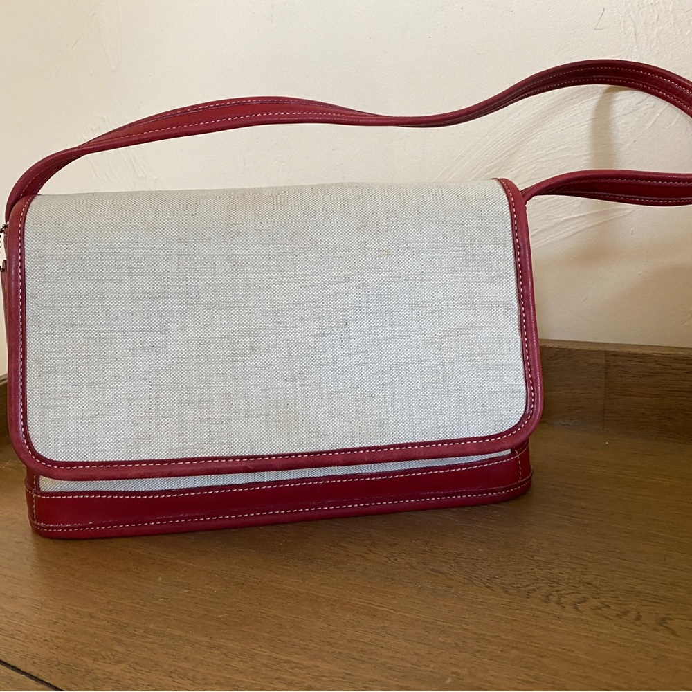 Coach linen and leather bag